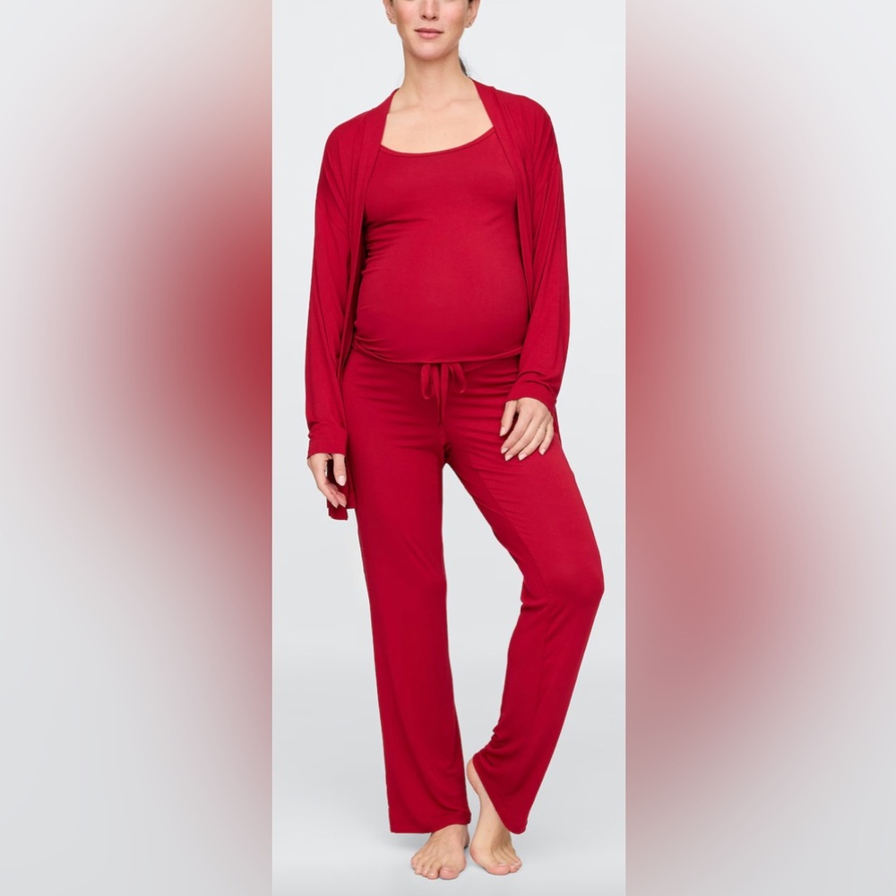 Gap Maternity Softest Modal 3-Piece Pyjama Set, Red, sz M